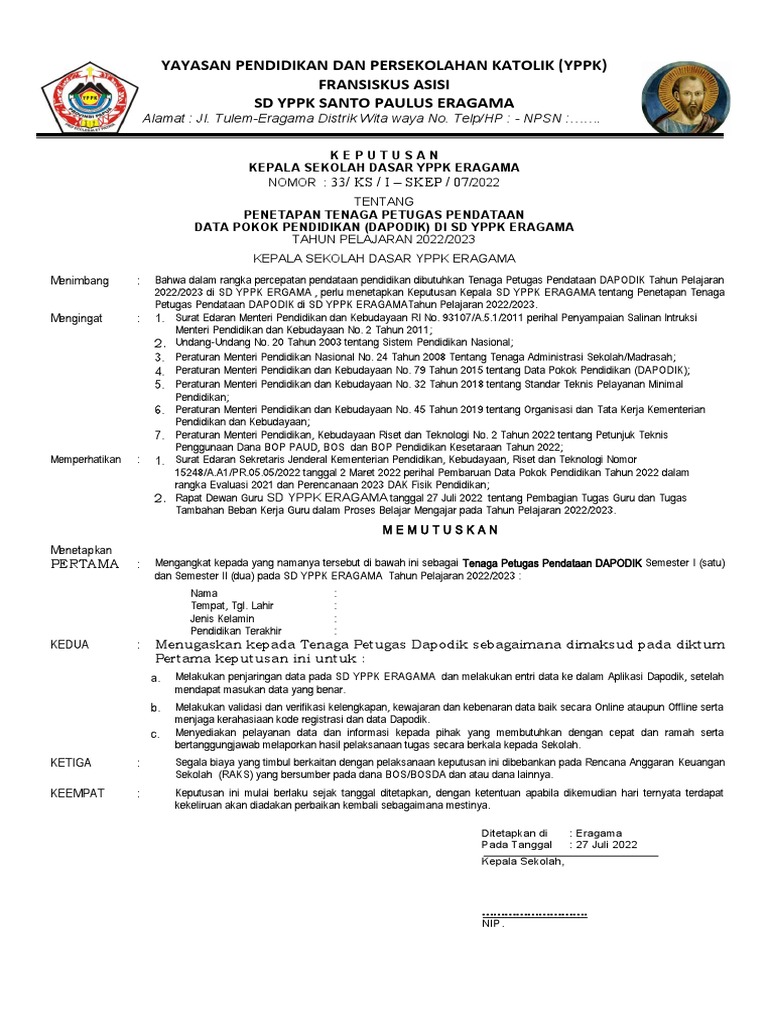 Format Sk Operator Dapodik Sekolah Pdf