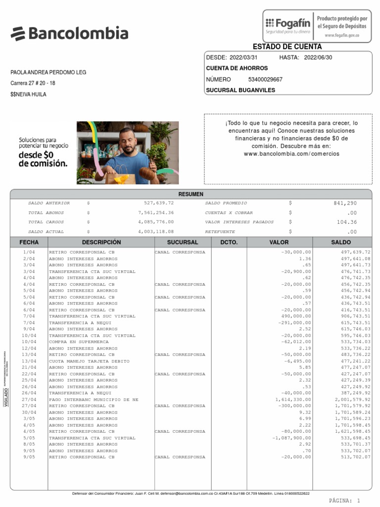 Bank Statement PDF | PDF | Tecnología financiera | Finanzas y dinero