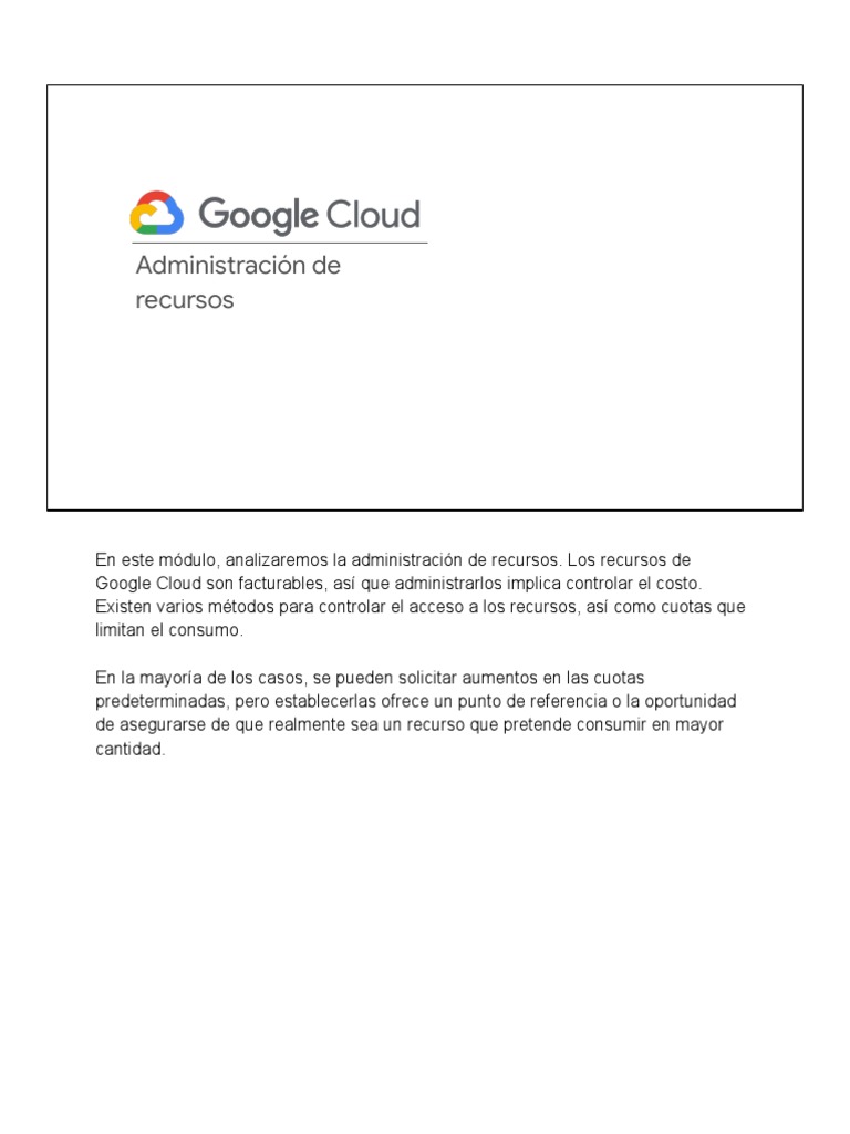 Administración de Recursos en Google Cloud | PDF | Presupuesto ...