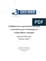 Viabilidad de La Exportacion de Servicios Ecoturís para Ciudad Bolívar Antioquia