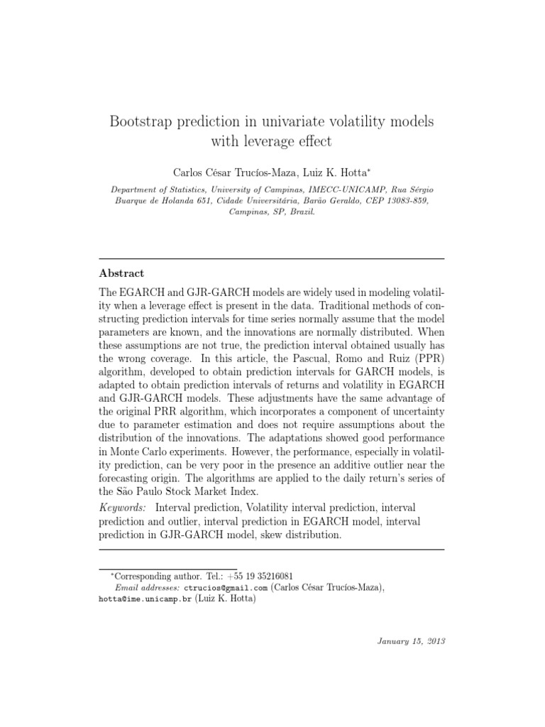 ABootstrap Prediction in Univariate Volatility Models With Leverage