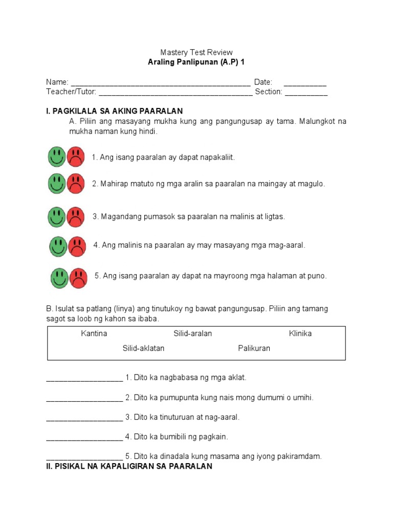 Mastery Test Review in AP 1 | PDF