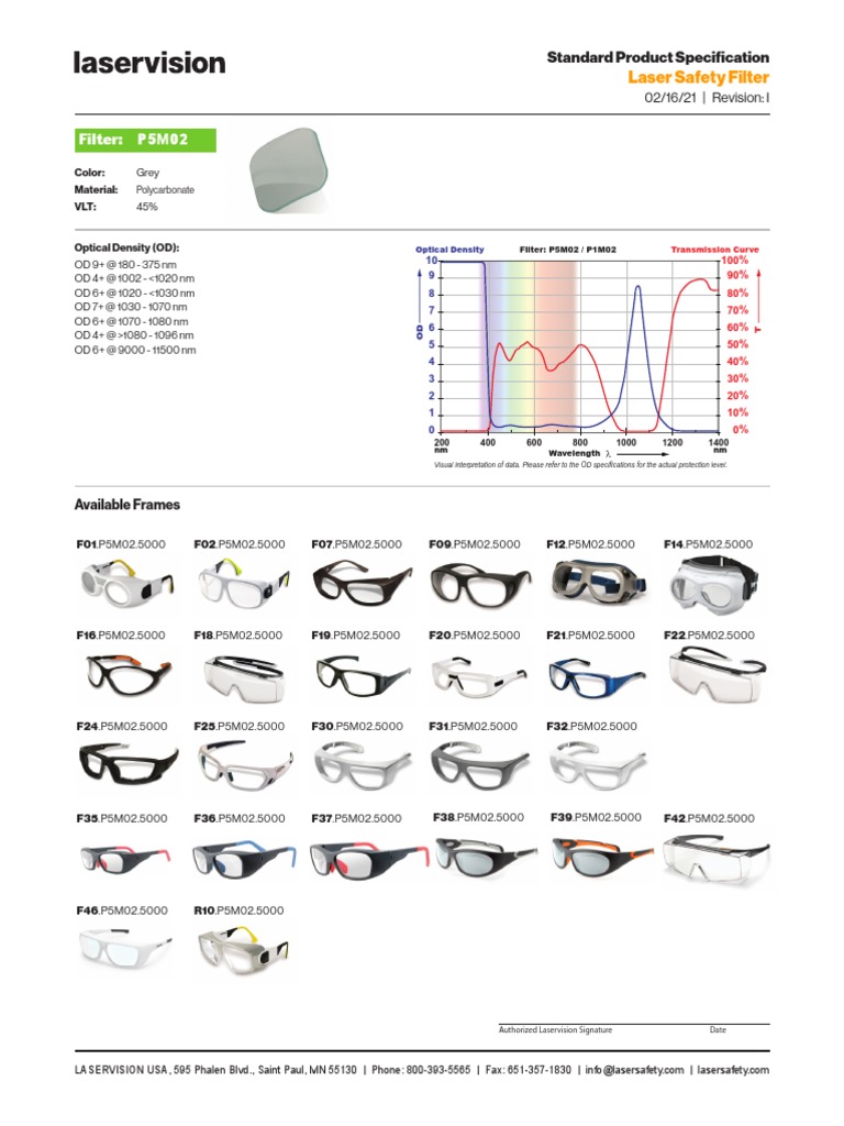 Laser Safety Glasses Specifications | PDF | Optical Filter | Materials ...