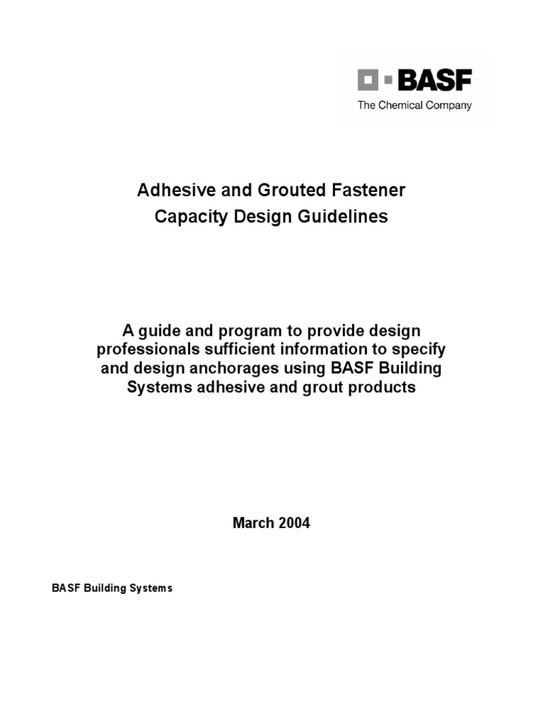 Adhesive & Grouted Fastener Design Guide | PDF | Strength Of Materials ...