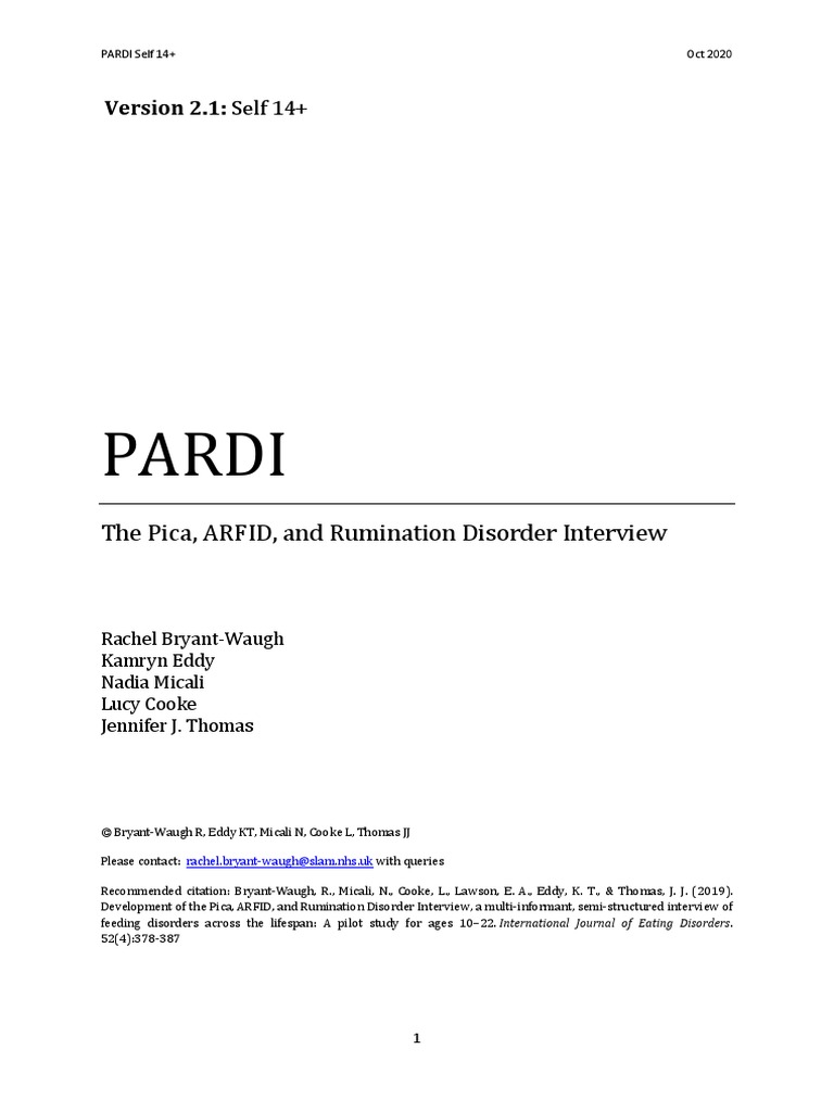 PARDI Self 14 V.2.1 Oct 2020 | PDF | Lunch | Meal