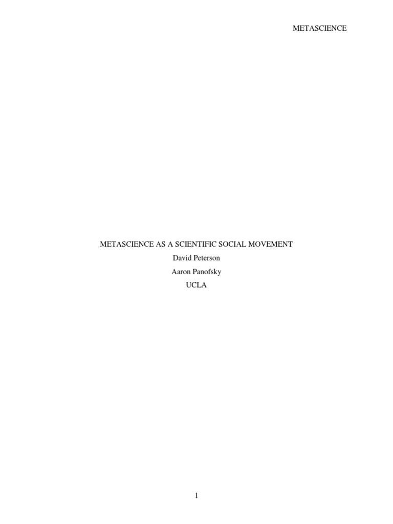 Metascience: A Scientific Social Movement | PDF | Science | Methodology
