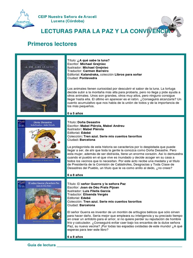 Lecturas para la paz y convivencia infantil | PDF