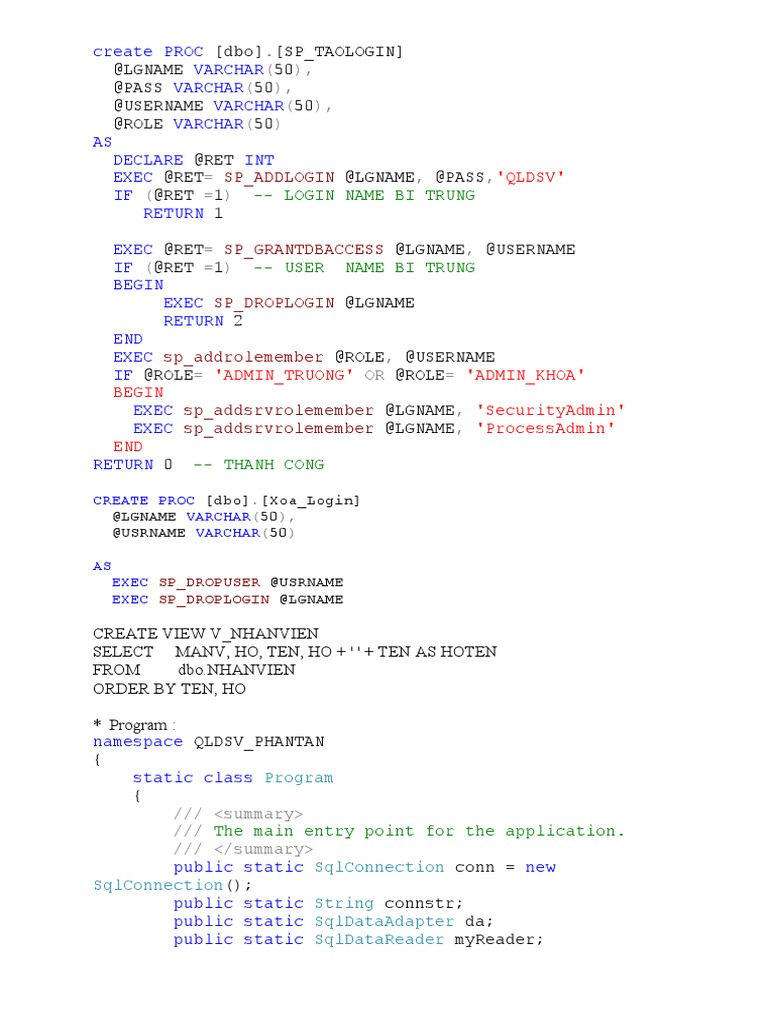 SQL Procedures for User Management | PDF | User (Computing) | Computer ...