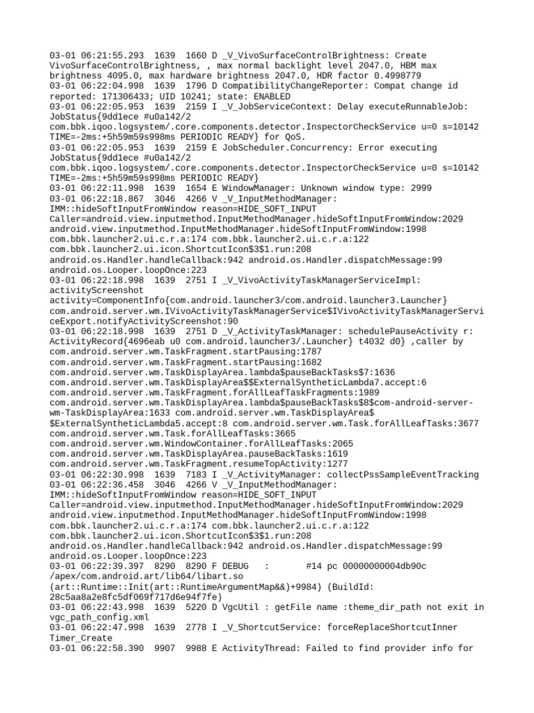 Vivo System Log Analysis Report | PDF | Mobile Computers | Arm Architecture
