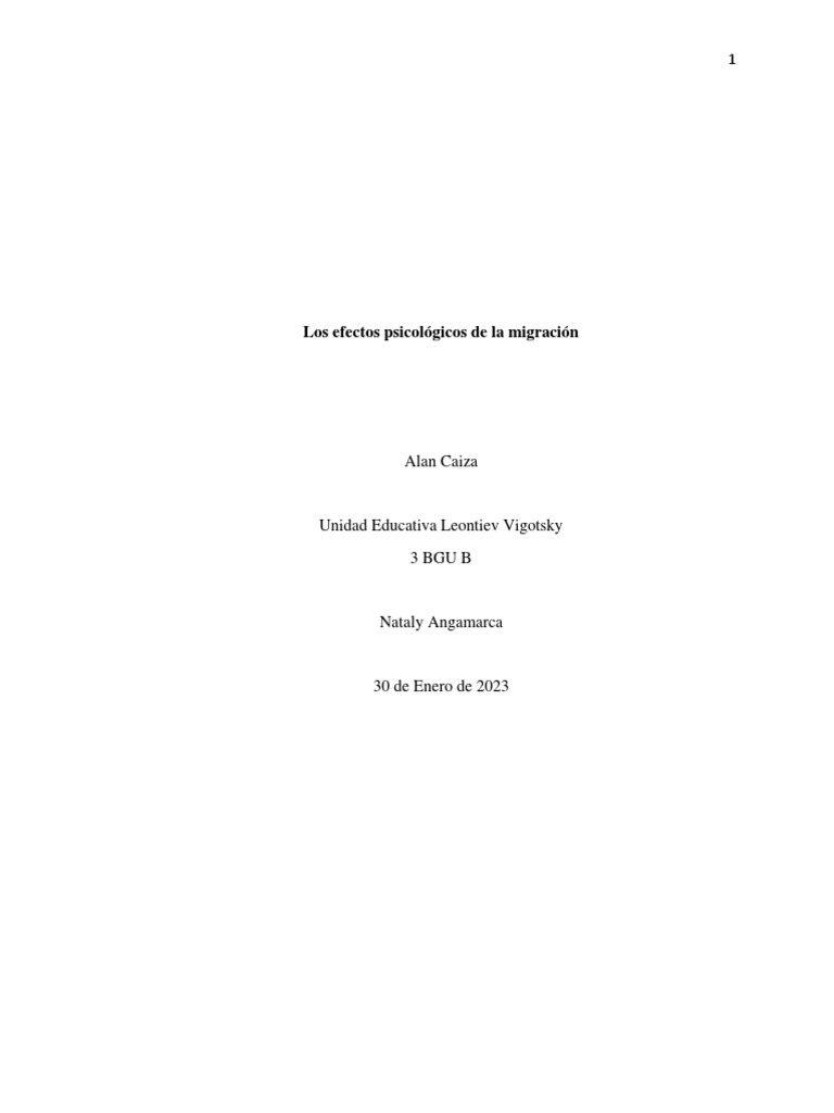 Efectos psicológicos de la migración | PDF | Migración humana ...