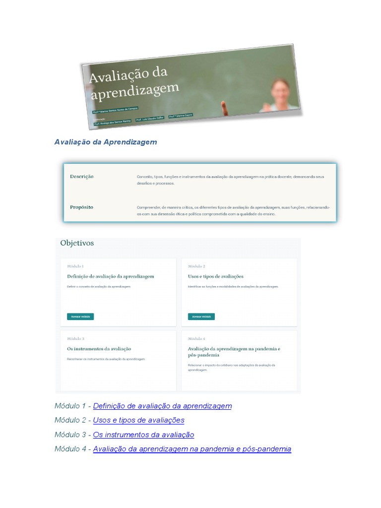 Avaliação da Aprendizagem na Educação | PDF | Aprendizado | Pedagogia