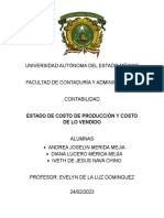 Estado de costo de producción y costo de lo vendido