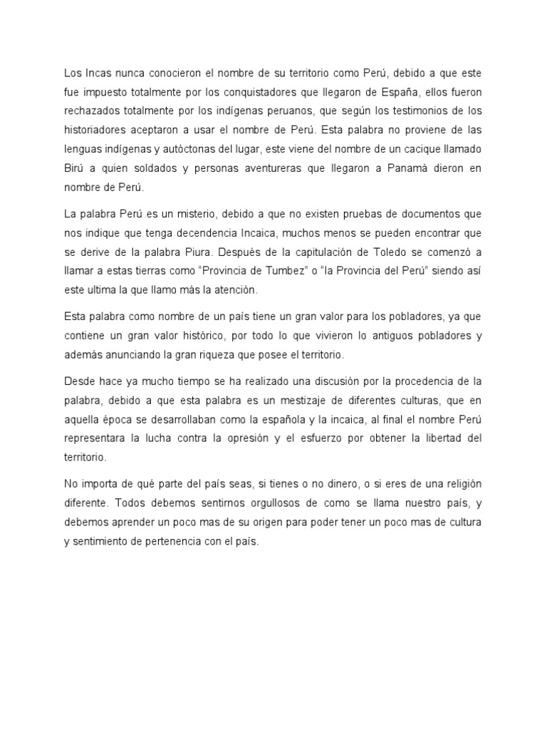 Origen del nombre Perú y su significado | PDF | Historia