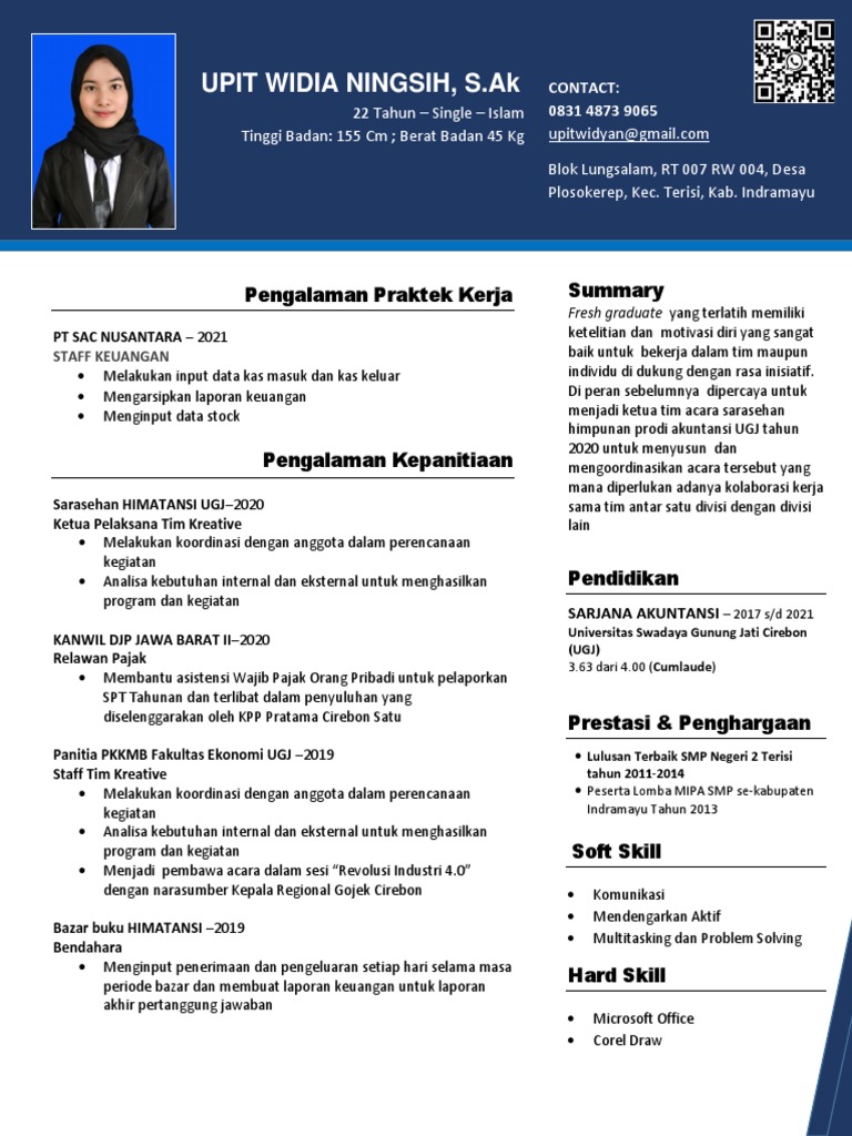 Profil Upit Widia Ningsih: Akuntansi & Kepemimpinan | PDF | Karier ...
