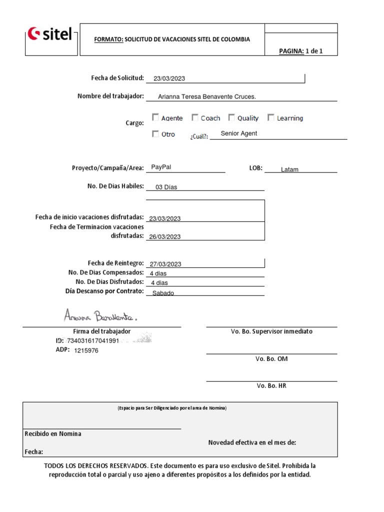 Solicitud de Días Compensados | PDF