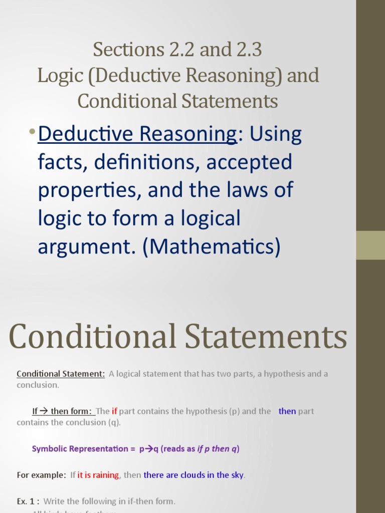 Sections 2.2 and 2.3 Conditional Statements | PDF