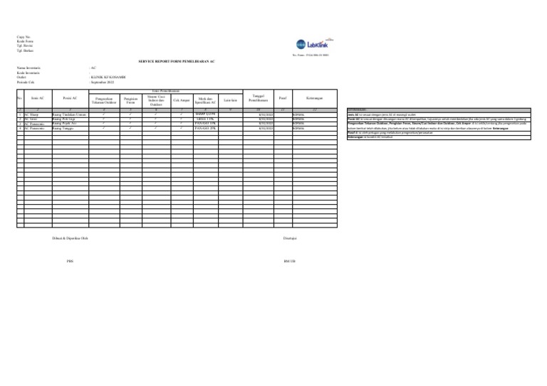 Form Pemeliharaan Sarana Kantor (AC) | PDF