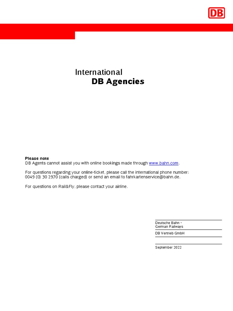 Internationale DB-Agenturen PDF | PDF | Railway Companies | Service ...