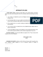 Affidavit of Loss Sample