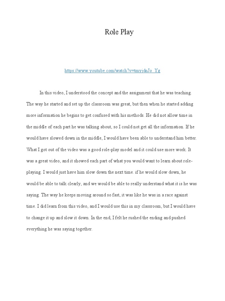 Role Play Model Lesson Plan PDF