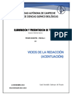 VICIOS DE LA REDACCIÓN - (Acentuación)