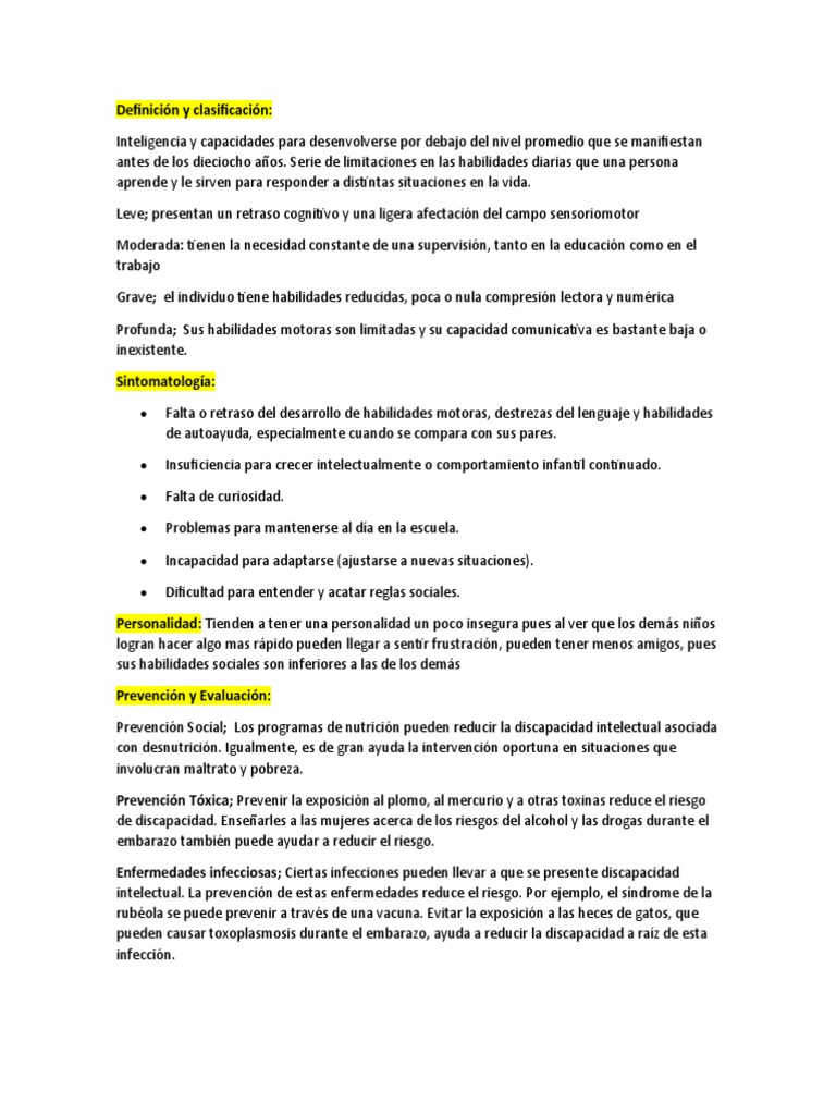 Clasificación y diagnóstico de discapacidad intelectual | PDF ...