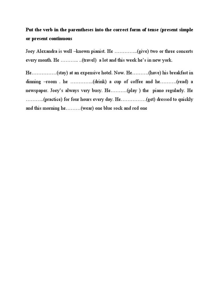 Put The Verb in The Parentheses Into The Correct Form of Tense | PDF