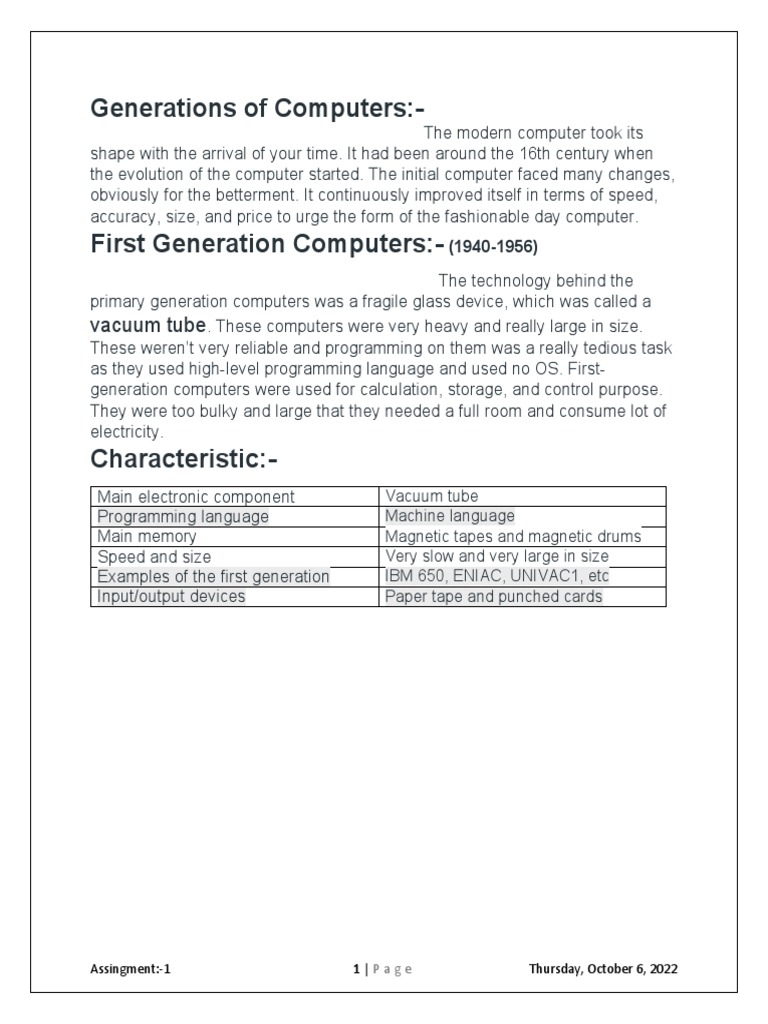 Generations of Computers PDF Integrated Circuit Microprocessor