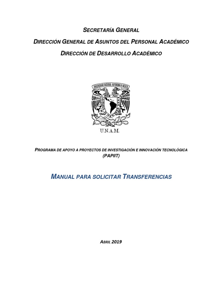 Manual de Transferencias PAPIIT 2025 | PDF | Archivo de computadora ...