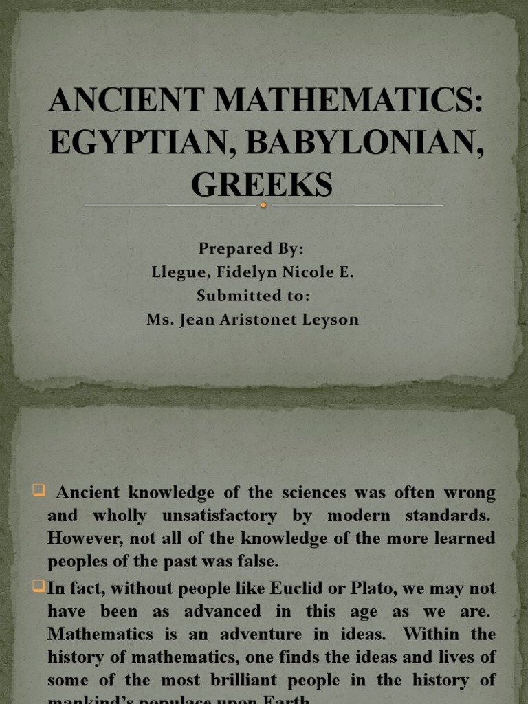 Ancient Mathematics: Egypt, Babylon, Greece | PDF | Mathematics | Numbers