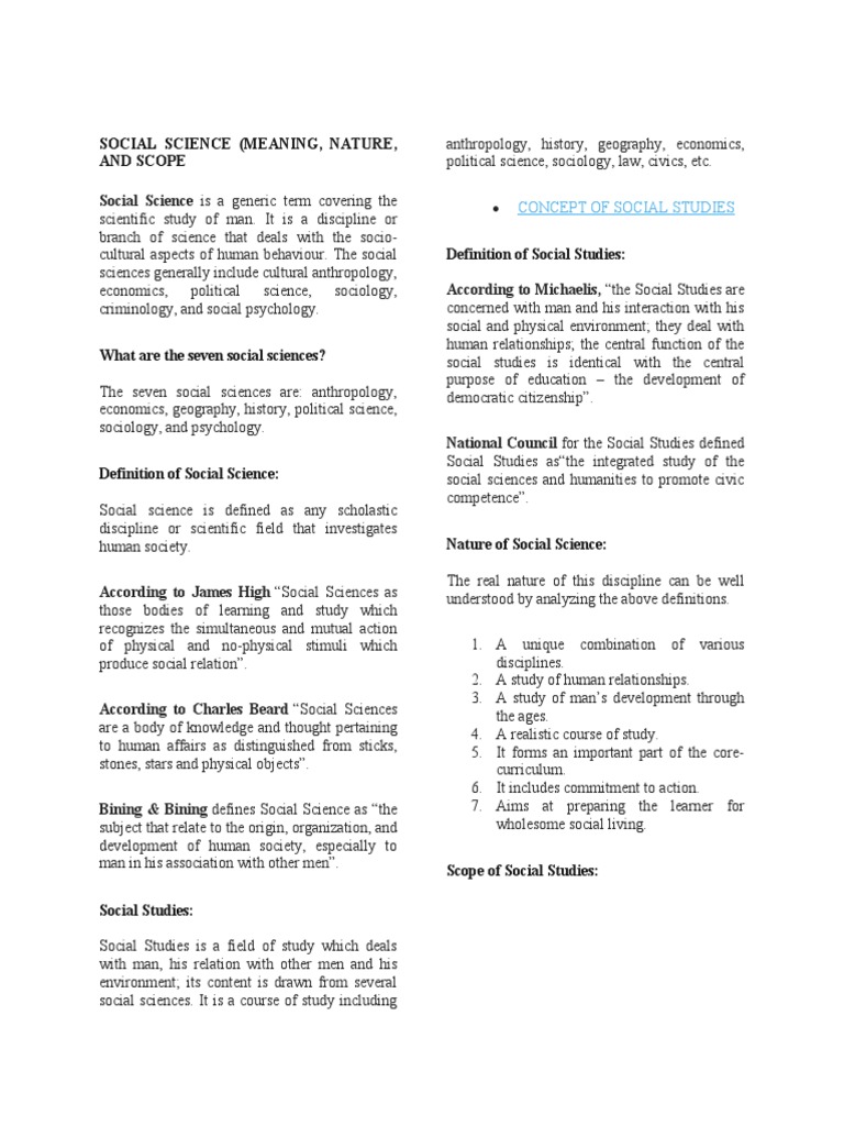 Understanding Social Studies Scope | PDF | Social Sciences | Science
