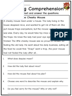 Reading Comprehension Grade 3 The Cheeky Mouse