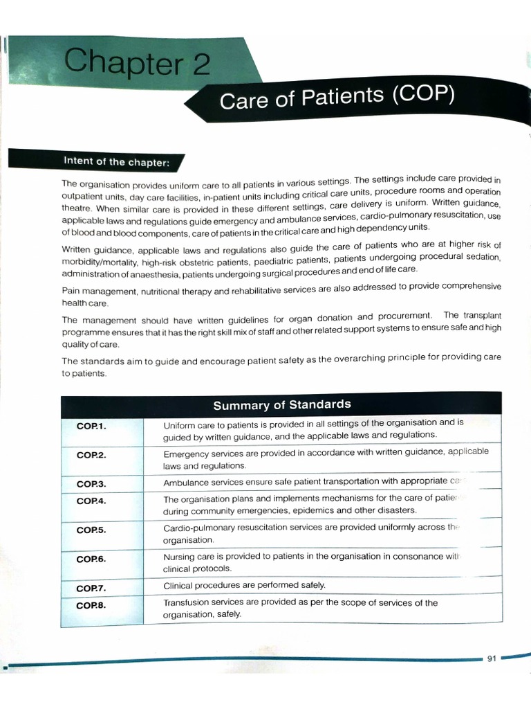 CAre of Patients (COP) NABH 5th Edition PDF