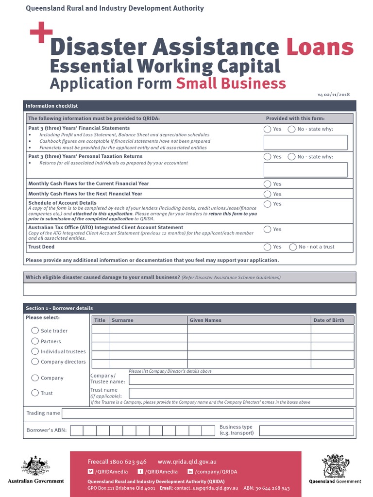 Disaster Assistance EWC Loan Application Small Business PDF Loans
