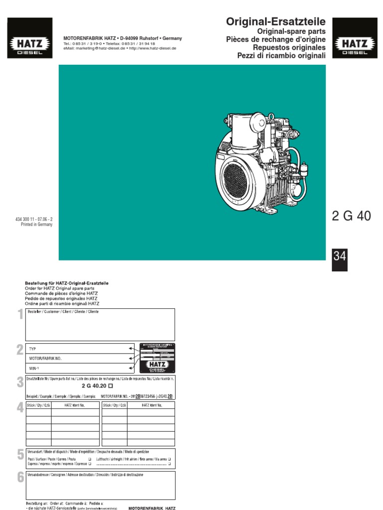 Hatz Diesel Parts Manual 2G 40 PDF