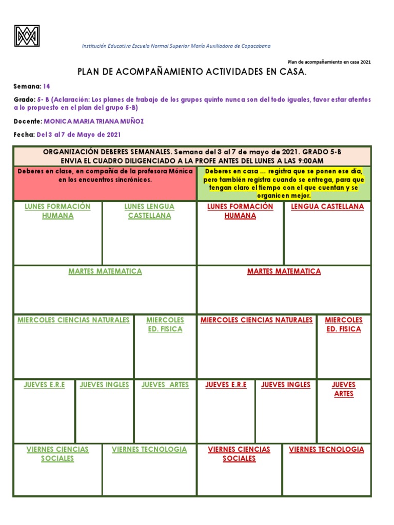 14 Plan de Acompañamiento 5-B SEMANA DEL 3 AL 7 DE MAYO DE 2021 | PDF