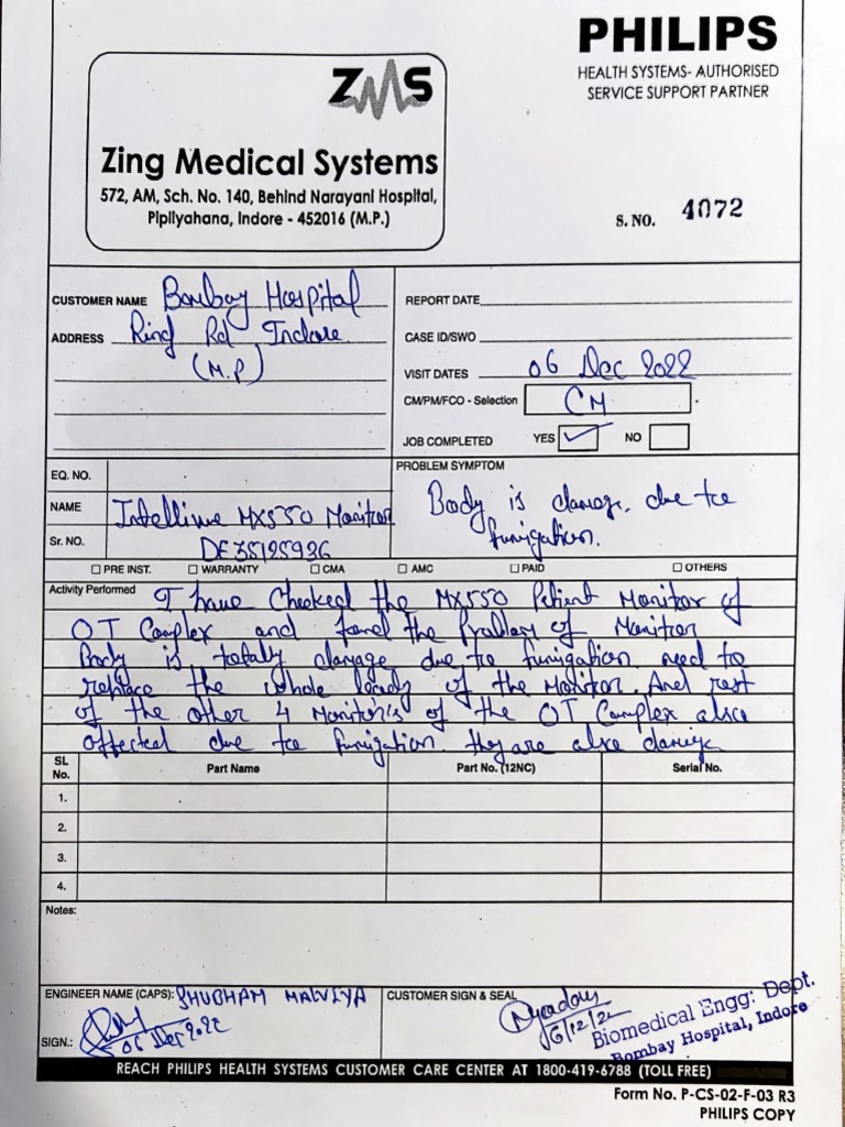 Service Report for Biomedical Equipment Maintenance and Repair at ...