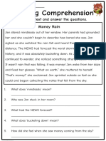 Reading Comprehension Grade 3 Money Rain PDF