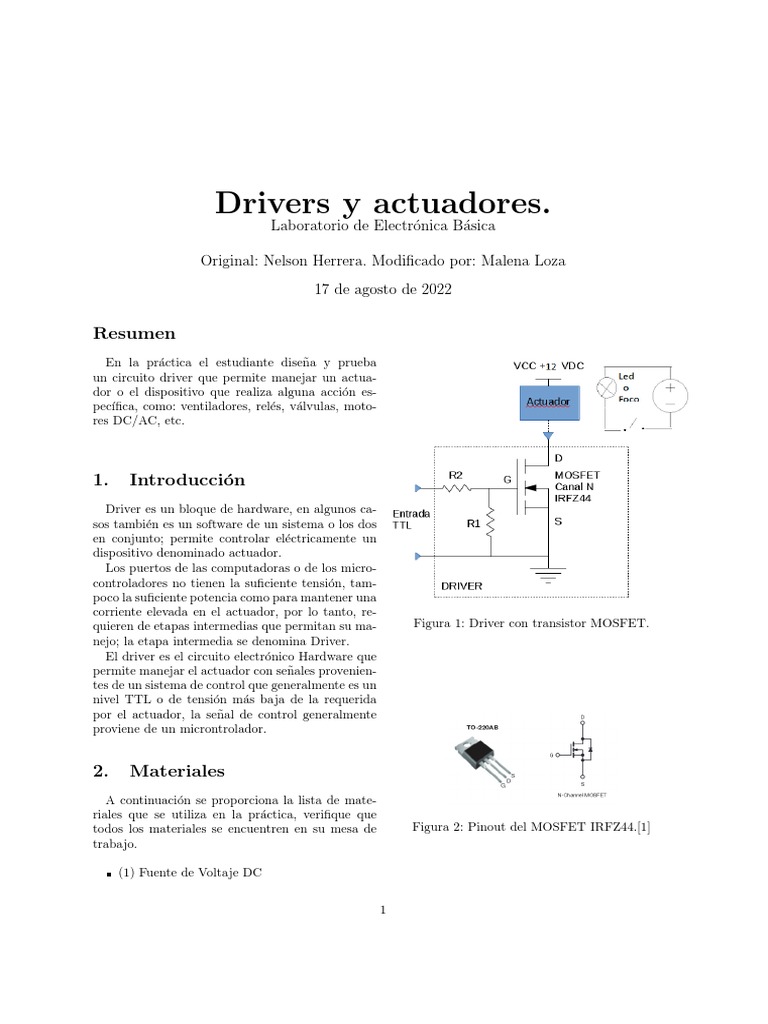 Actuadores y Drivers PDF Electrónica Componentes