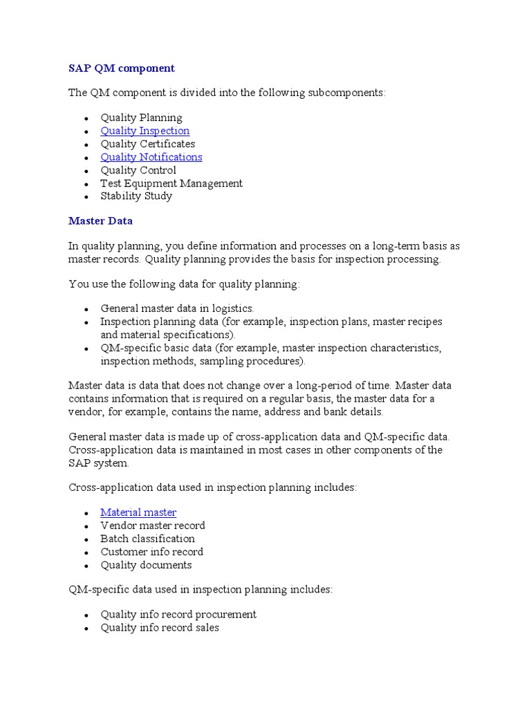 SAP QM Planning | PDF | Computers