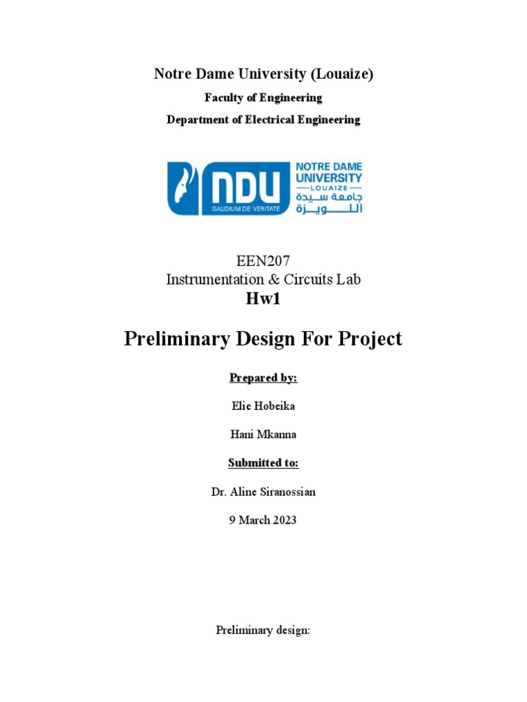 Preliminary Design for Engineering Project | PDF | Business ...