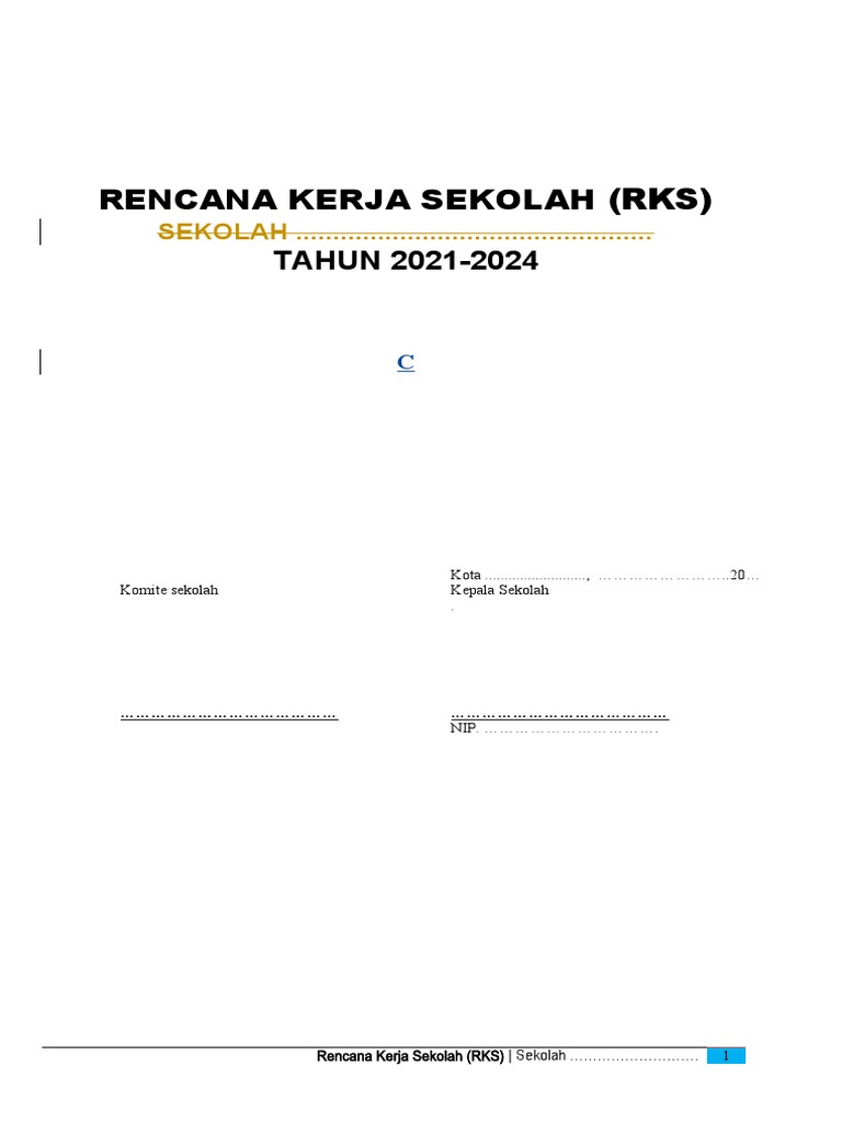 Rencana Kerja Sekolah 2021-2024 | PDF