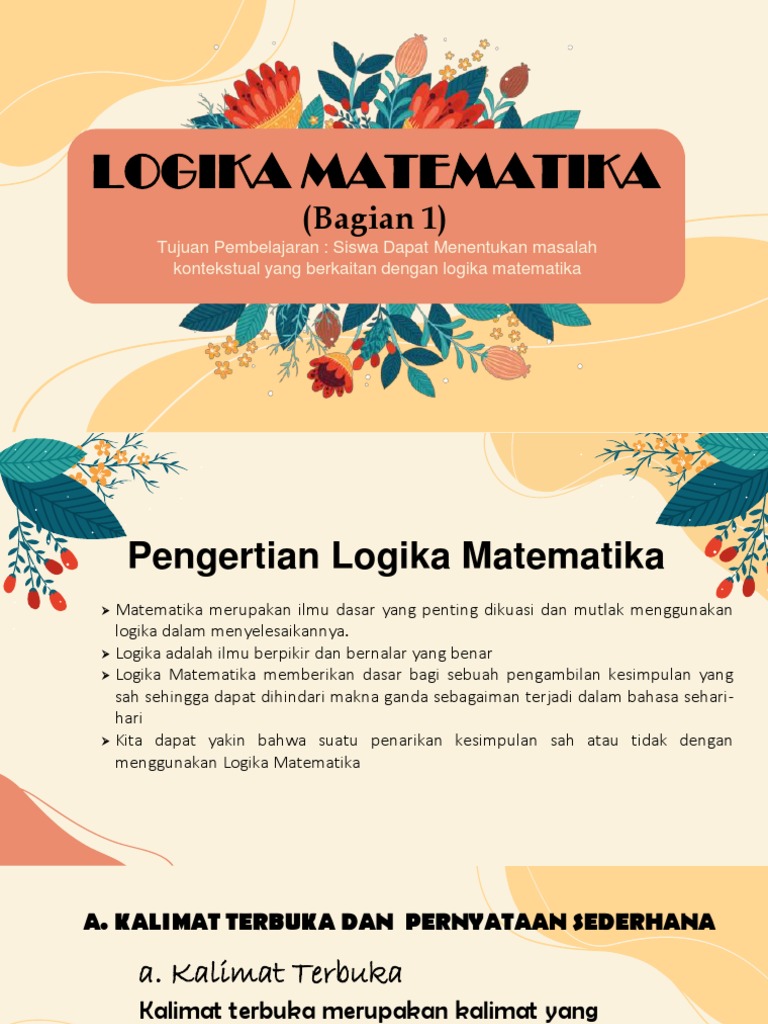 Pert 1 Logika Matematika KLS Xi Bagian 1 PDF | PDF | Kajian Bahasa Asing