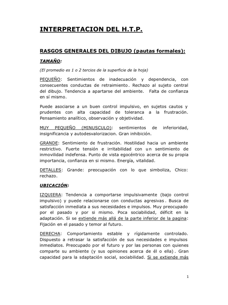 Interpretación del Test HTP en Adultos | PDF | Ansiedad | Teoría de apego