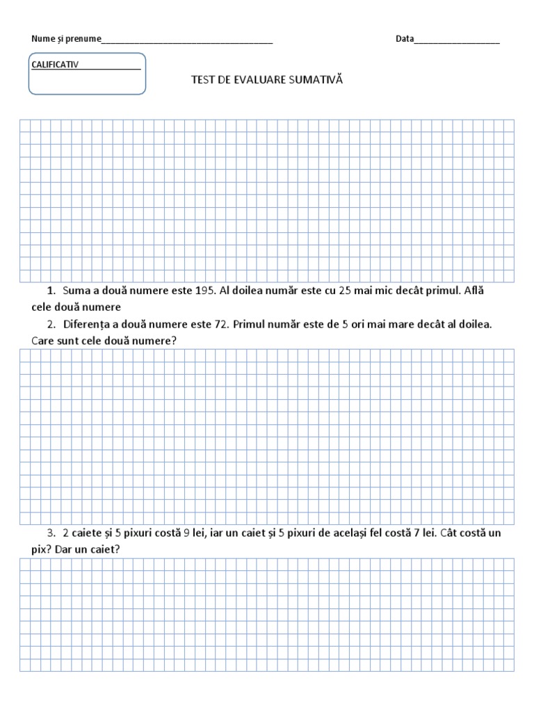 Test Matematica Metode Probleme | PDF