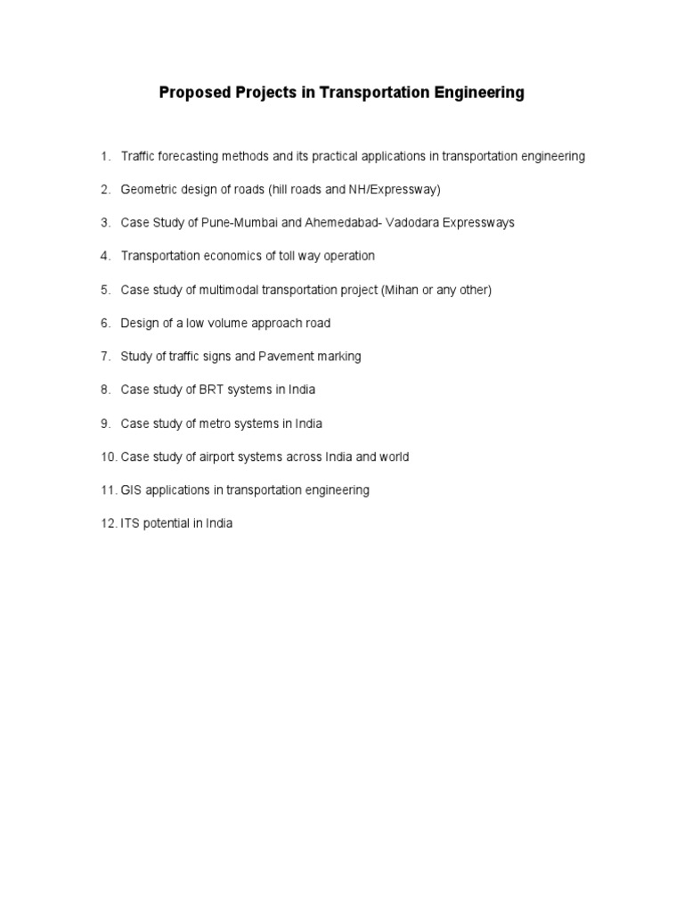 Transportation Engineering Project Guidelines | PDF | Engineering ...