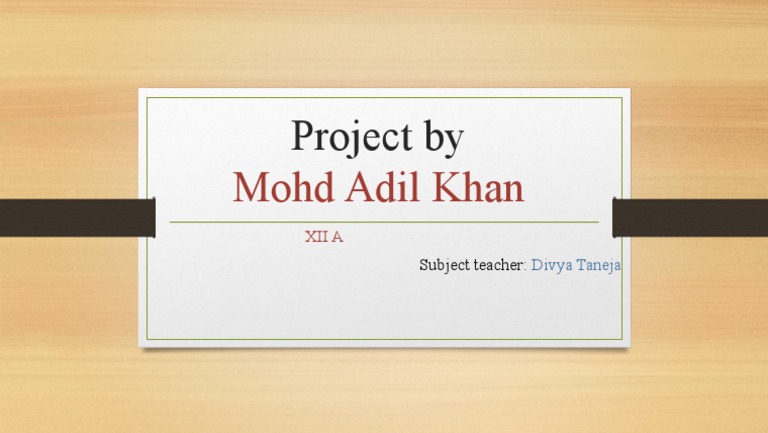 Project by Mohd Adil Khan - XII A | PDF