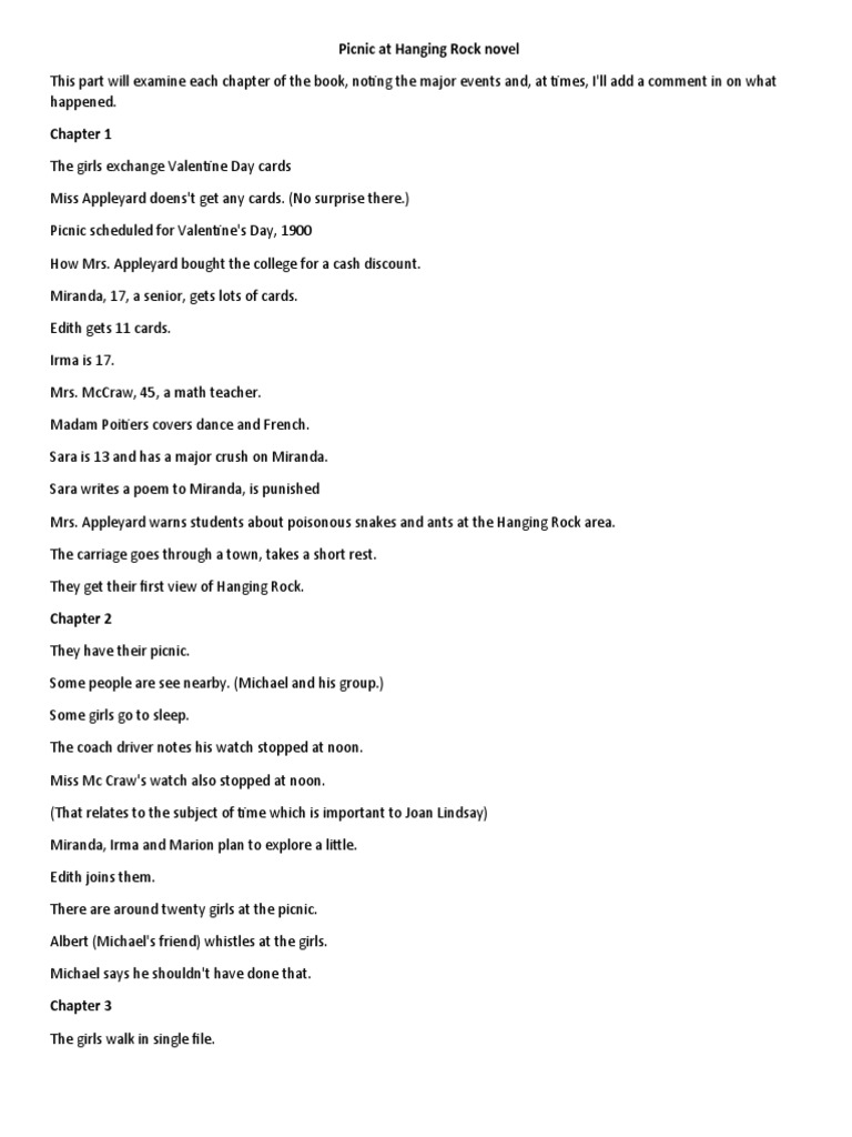 Picnic at Hanging Rock Novel PDF