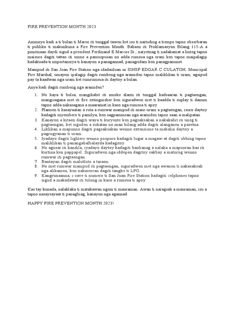 Fire Prevention Month 2023 PDF