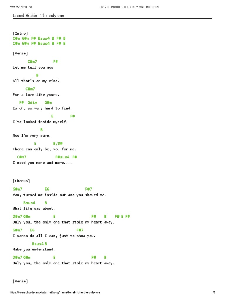Lionel Richie - The Only One Chords | PDF | Song Structure | Musical Forms